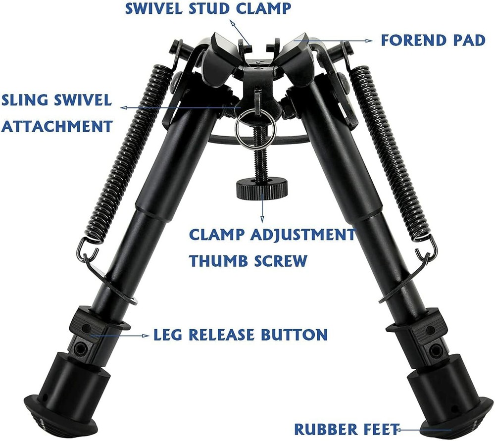 6-9" Hunting Shockproof Rifle Bipod Spring Return Picatinny Rail Mount Adapte