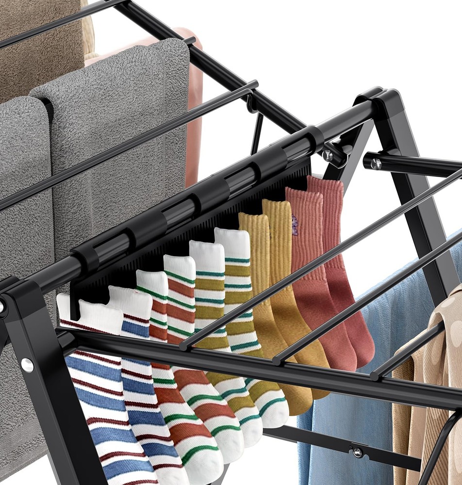 Foldable Clothes Drying Rack, Metal Laundry Drying Rack Collapsible, Ultra Th...