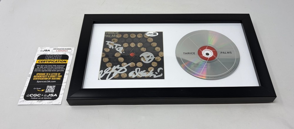 Thrice signed Palms Framed CD Cover JSA COA