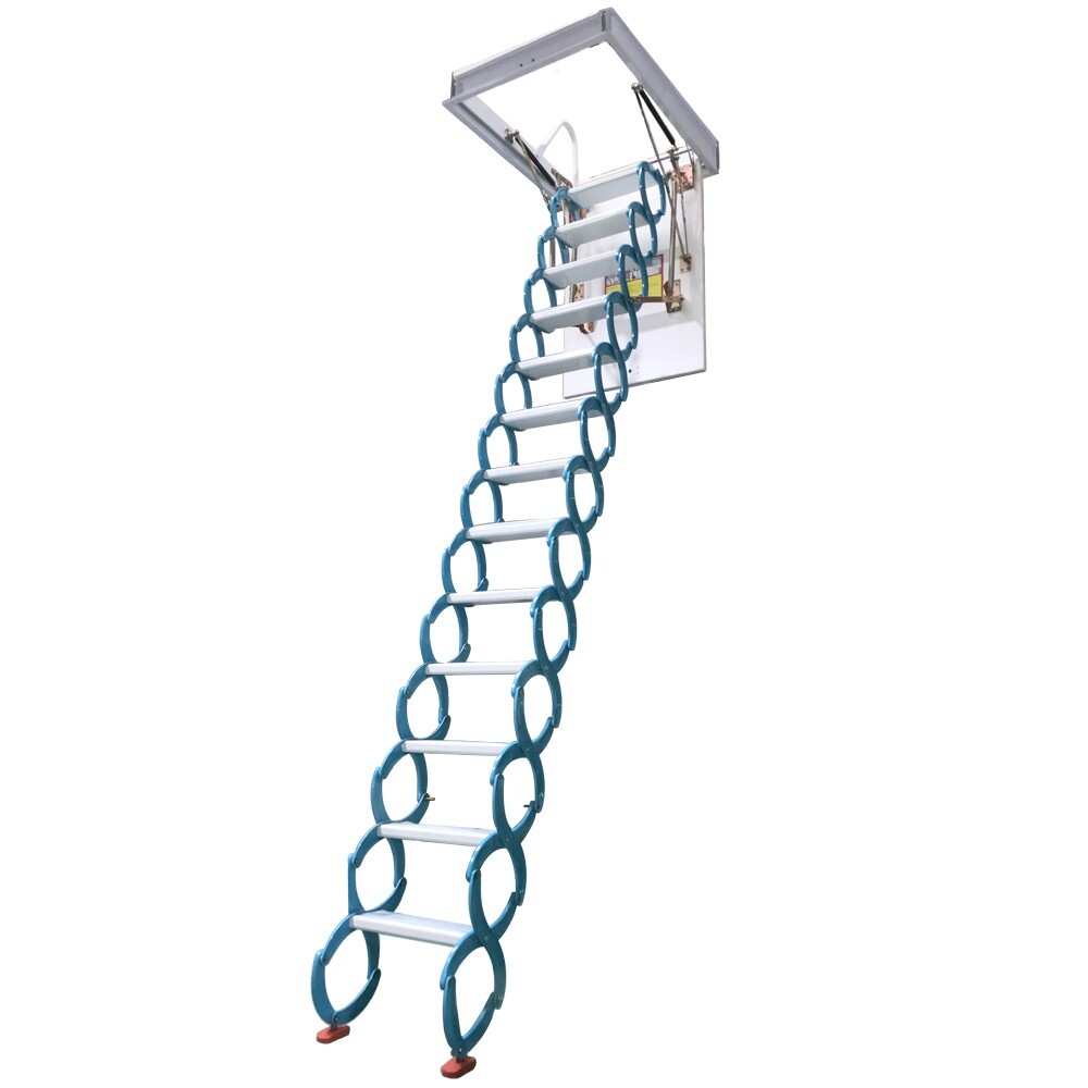 13 Steps Blue Attic Pull Down Ceiling Ladder Stairs 10.5ft Loft Ladder Folding