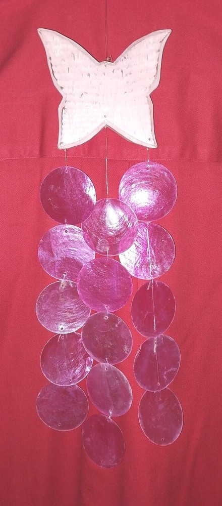 Handmade Shell Wind Chimes Capiz Shell Wind Chime Outdoor Indoor BUTTERFLY
