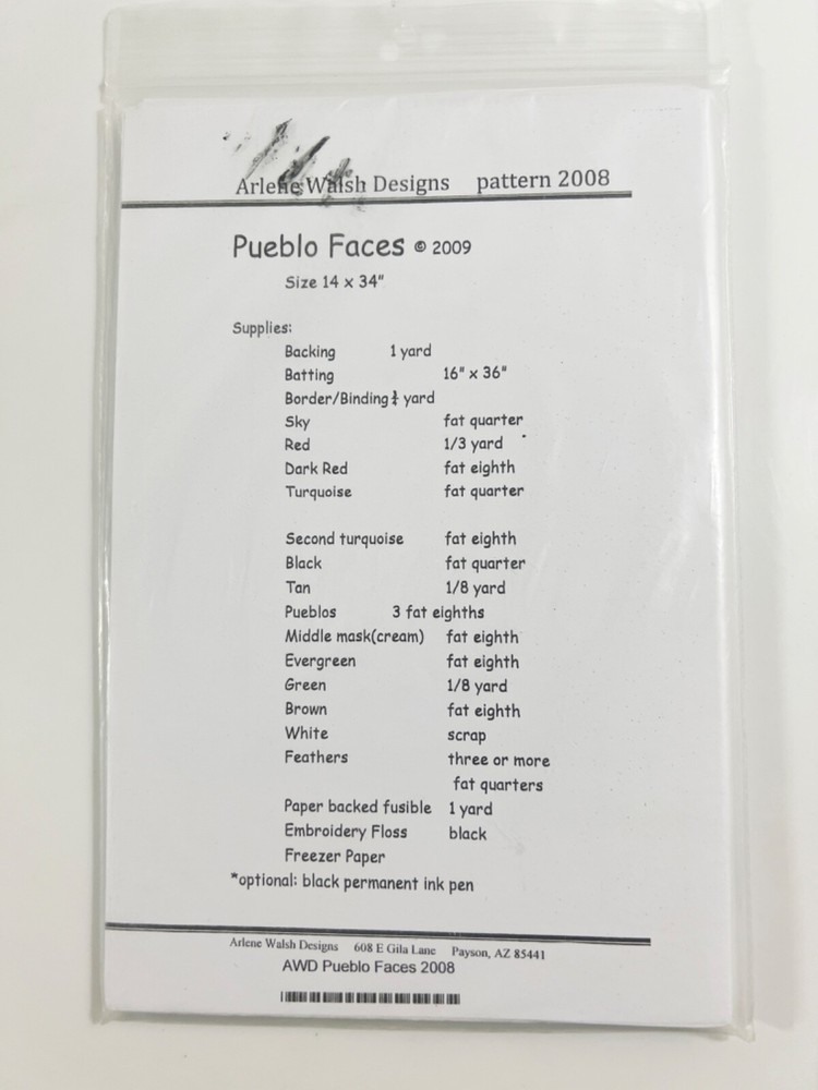 Pueblo Faces by Arlene Walsh Designs Pattern 2008