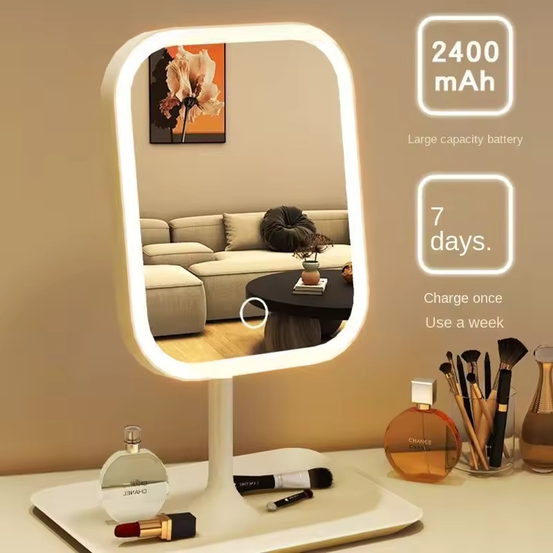LED Makeup Vanity Mirror 3 Color Light Touch Desktop Dressing Mirror