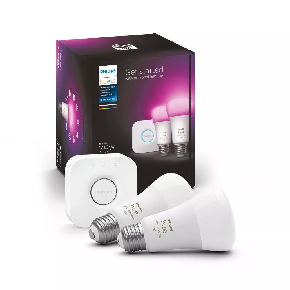 Philips Hue 2pk A19 LED Starter Kit with Bridge Color