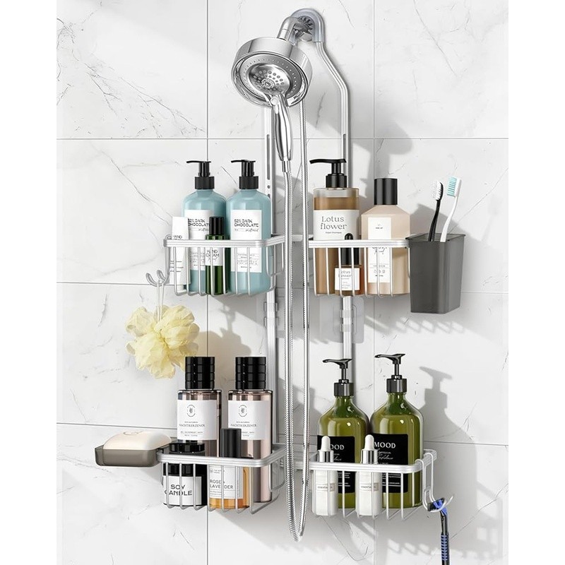 Adjustable Shower Caddy Organizer Rustproof Hanging Mount Tool Free Install New