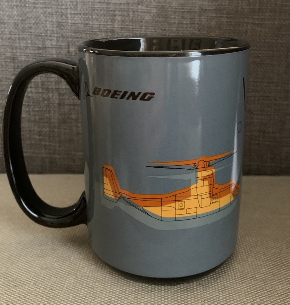 Boeing Helicopter Mug Osprey V-22 Gray Orange