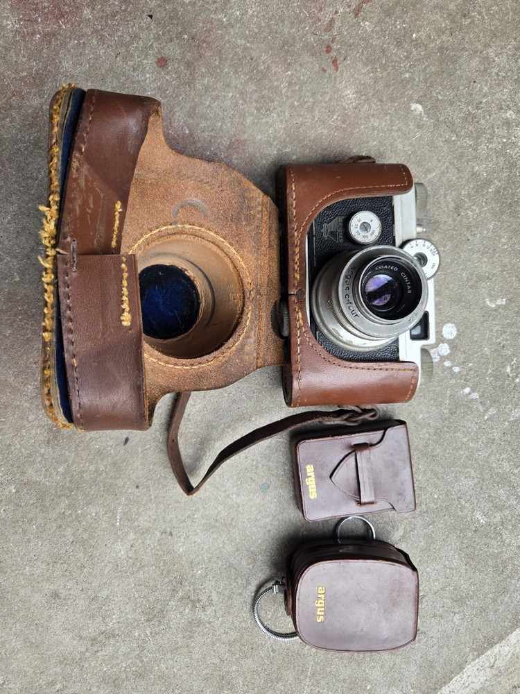Argus C4 C 35mm Rangefinder with Leather Case Vintage