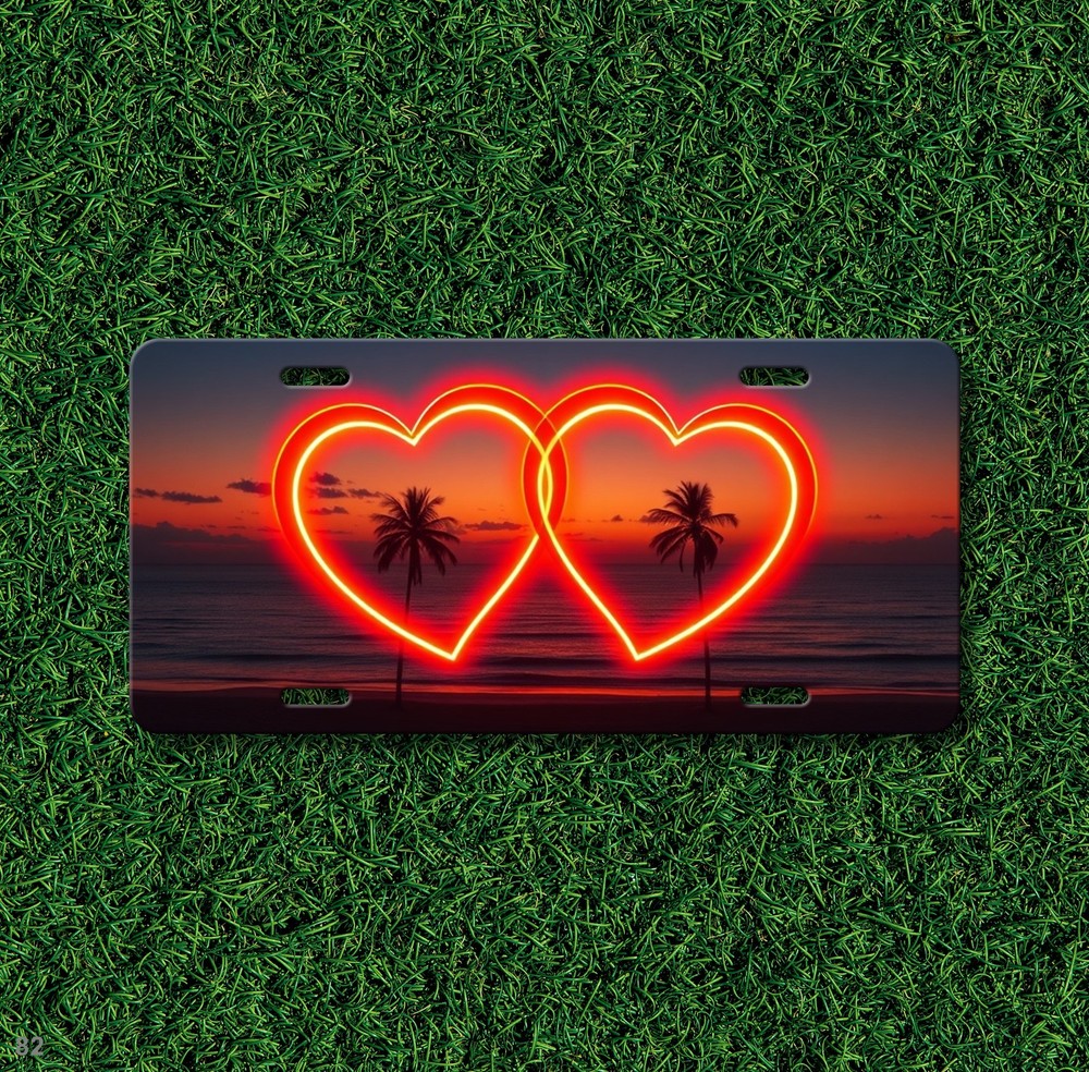 Romantic Love Hearts Artwork Custom Text License Plate Editable Anniversary Gift