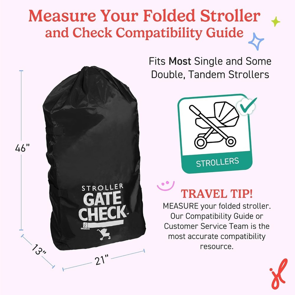 Gate Check Bag for Single & Some Double Strollers - Travel Bag for Airplane, ...