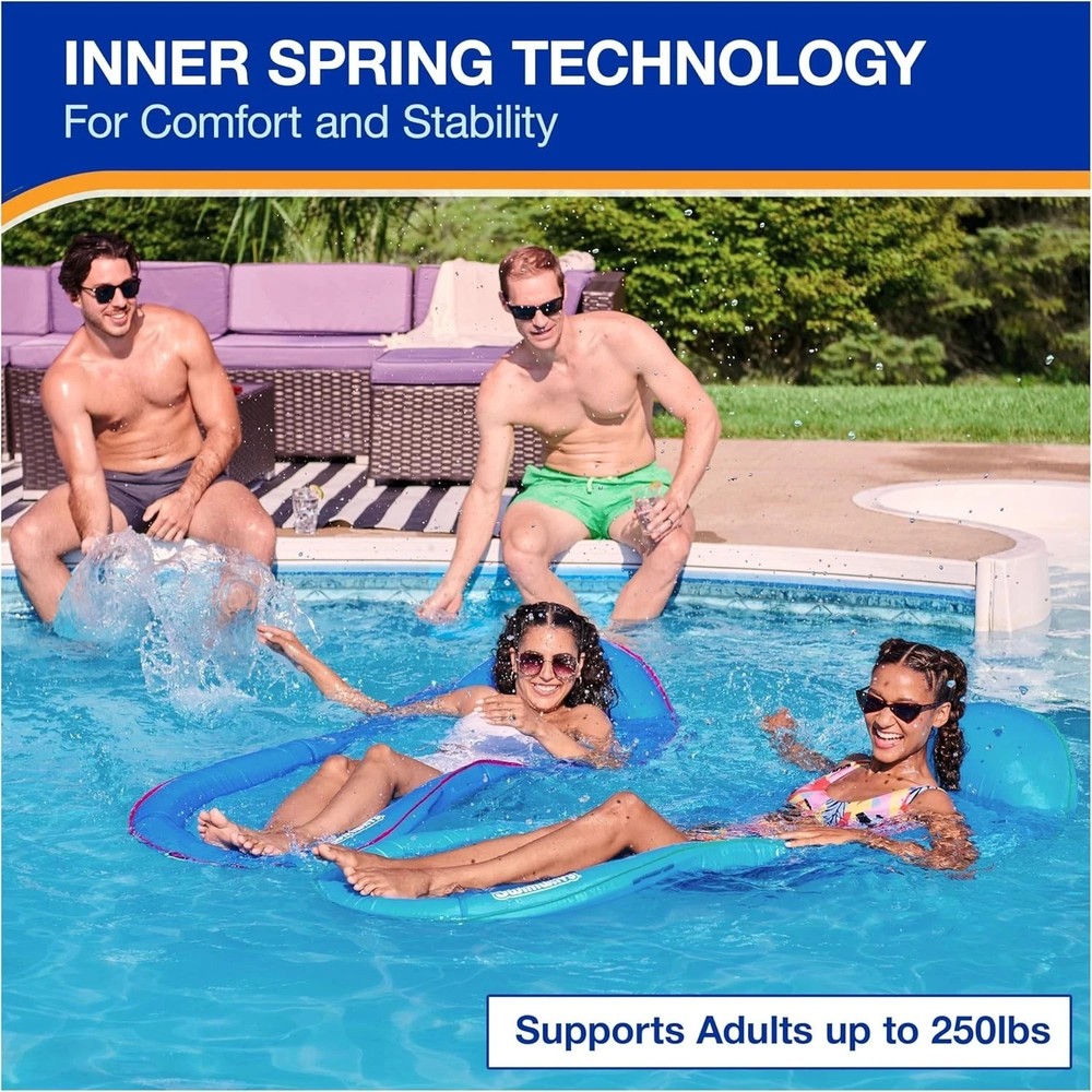 SwimWays Spring Float Original Pool Lounge Chair 1, Hammock Blue