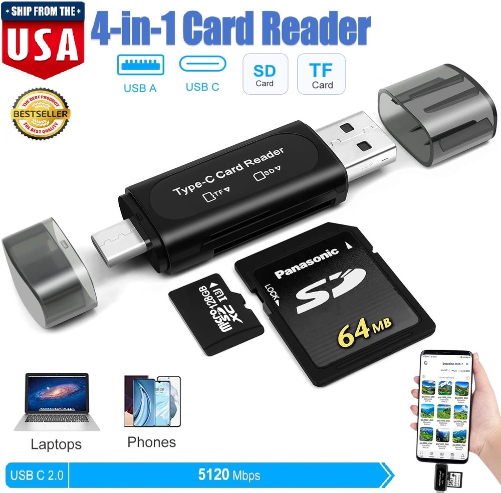 Card Reader USB 3.0 Type C Micro SD TF OTG Smart Memory Adapter Laptop Computer