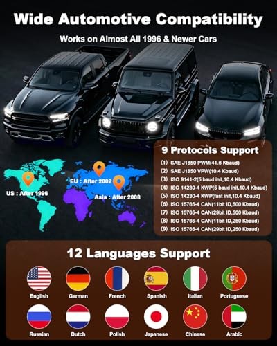 OBD2 Scanner Diagnostic Tool - Car Scanner with Battery Tester - Engine Light