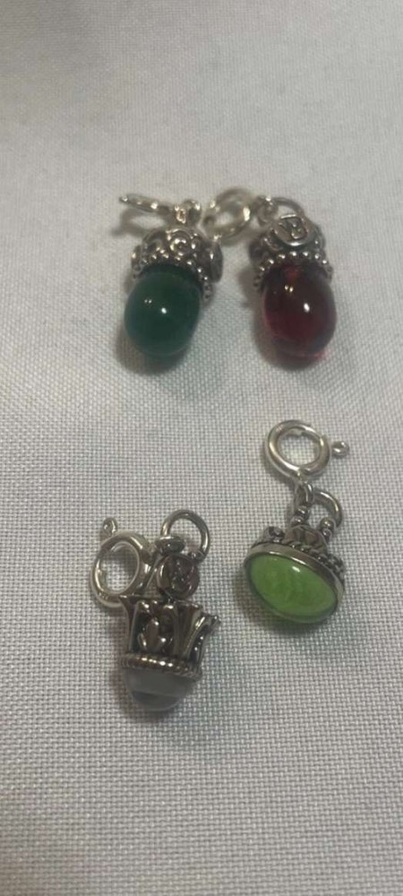 4 Add On Drop Charms Sterling Silver Various Stone Spring Ring Clasps