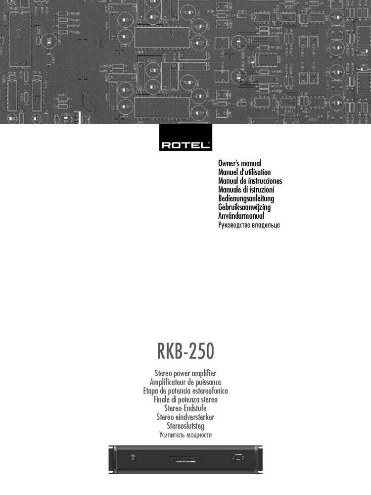 Rotel RKB-250 Amplifier Owners Manual