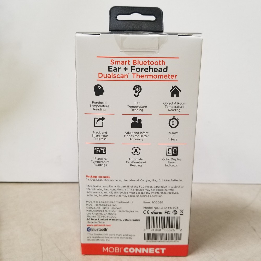 MOBI CONNECT Smart DualSca Bluetooth Ear & Forehead Thermometer with App Control