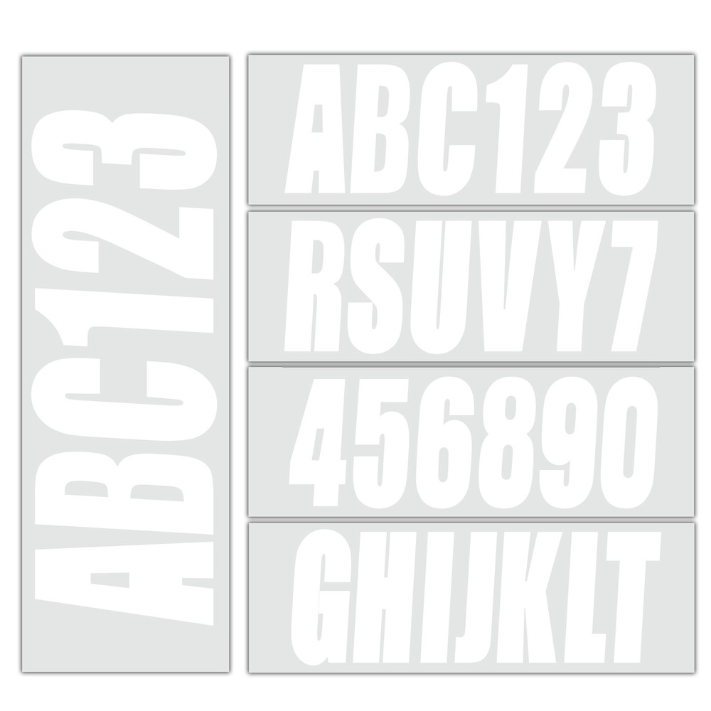 White Alpha-Numeric Registration Identification Number Stickers Decals for Boat