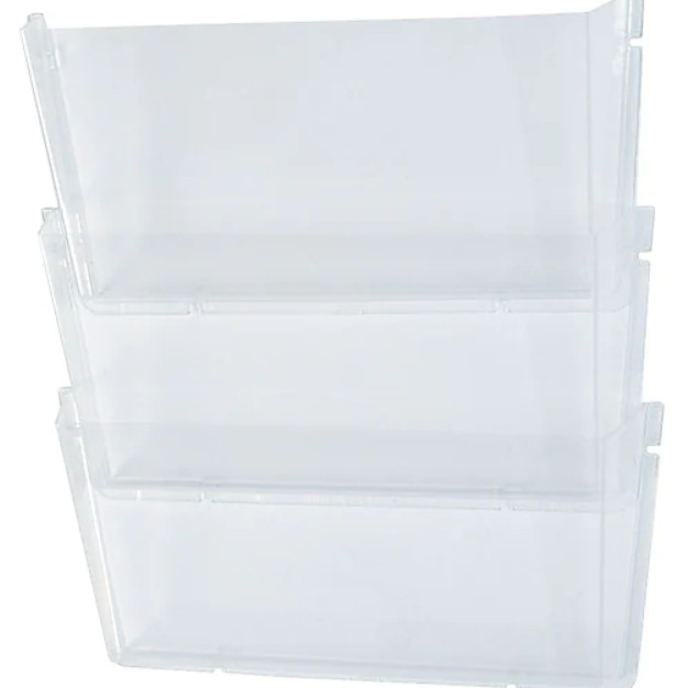 (3-PACK) STAPLES 20216 LETTER SIZE UNBREAKABLE CLEAR WALL FILES w/HARDWARE *D8