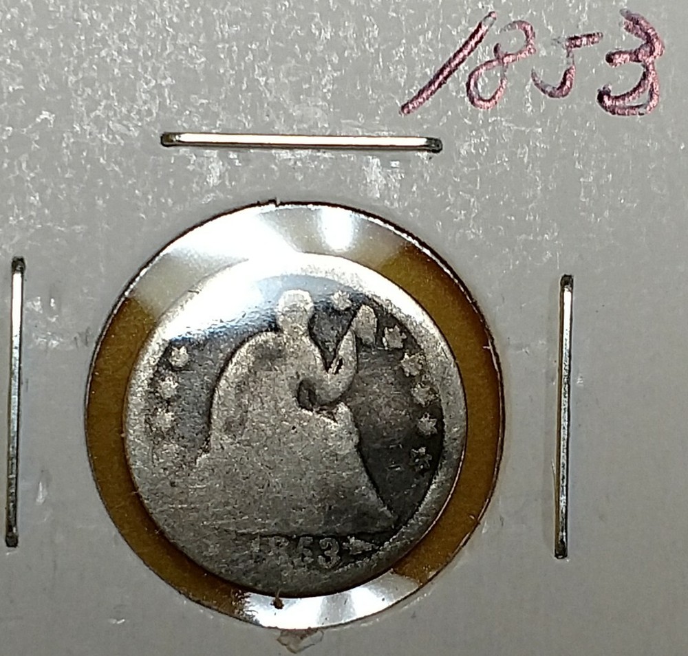 A Nice Silver Seated Liberty Half Dime from 1853 w/ Arrows!