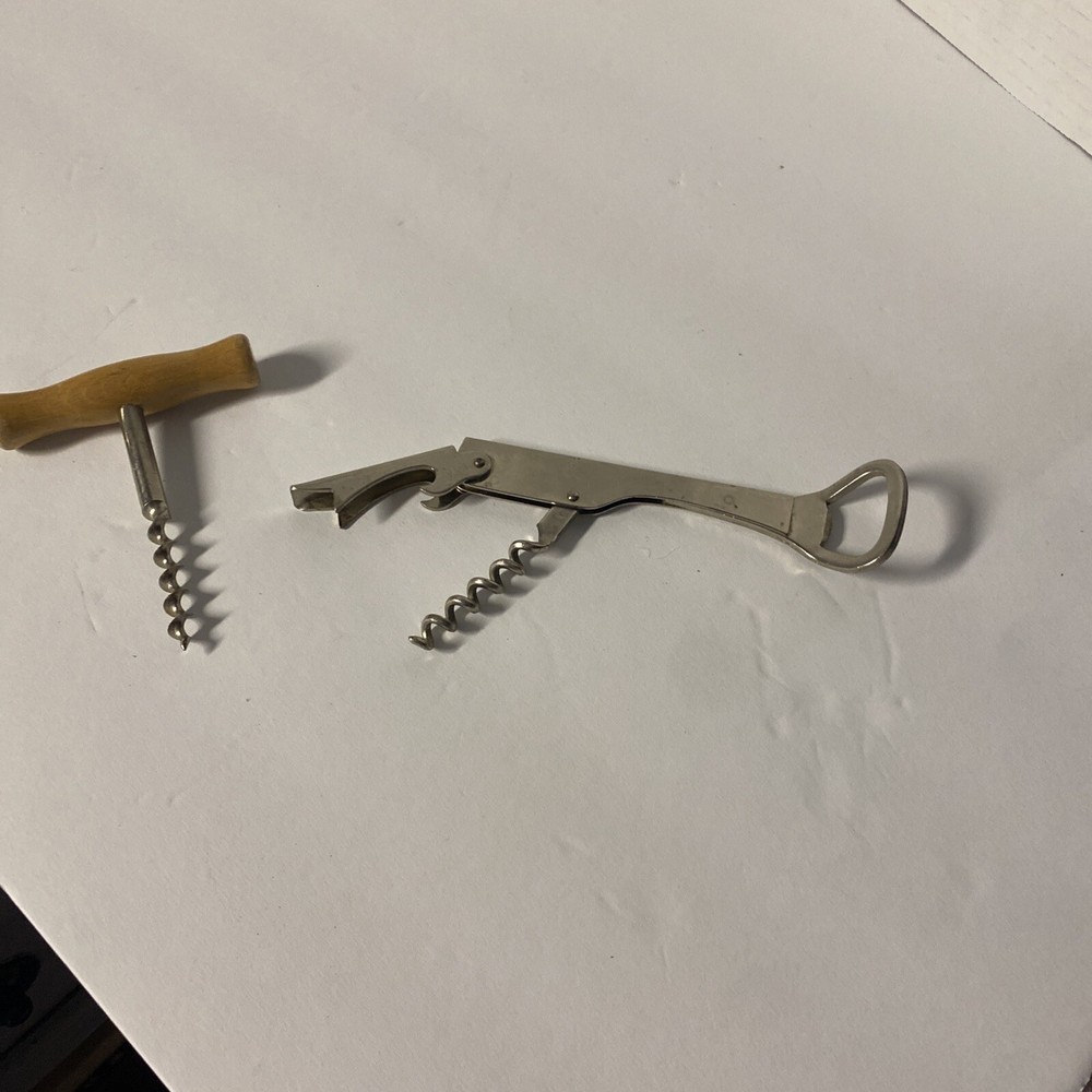 Two Vintage Corkscrew Bottle Openers