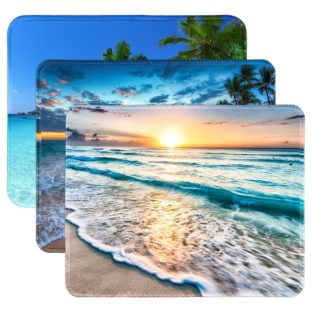 3 Pack Beach Mouse Pad Small Square Non Slip Desk Mat