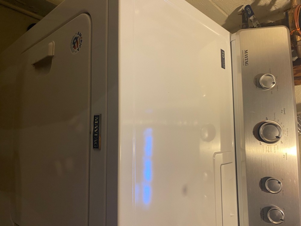 Lightly used white Maytag top load washing machine/ front load dryer