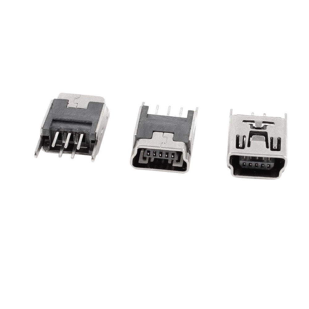 3pcs Female Mini USB B Connector 5-Pin 180 Degree DIP Socket PCB Board