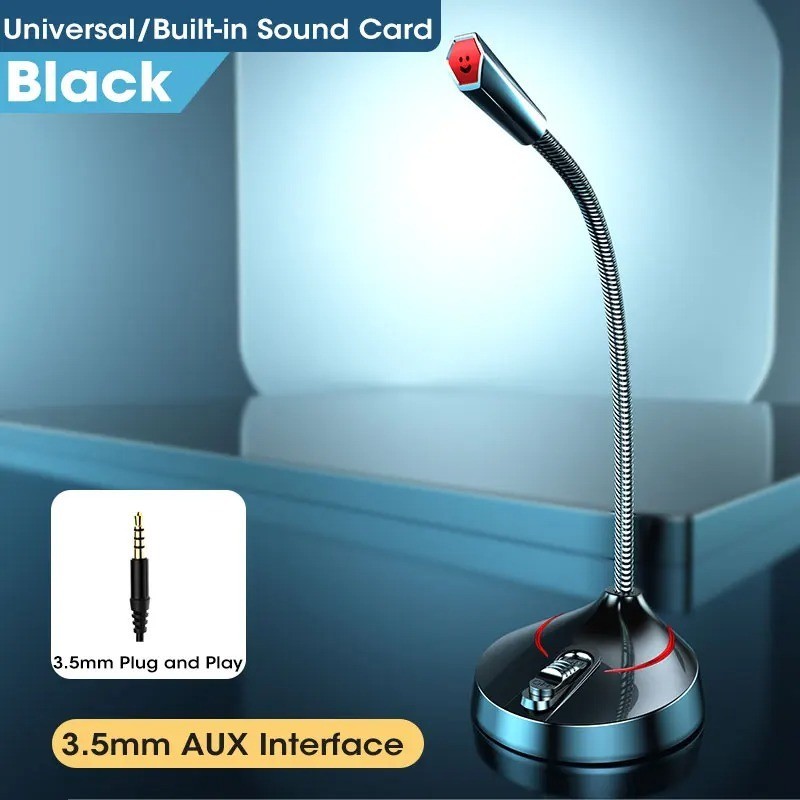 Mini Microphone PC Mic 3.5mm AUX Wired Microphones for PC Computer Laptop