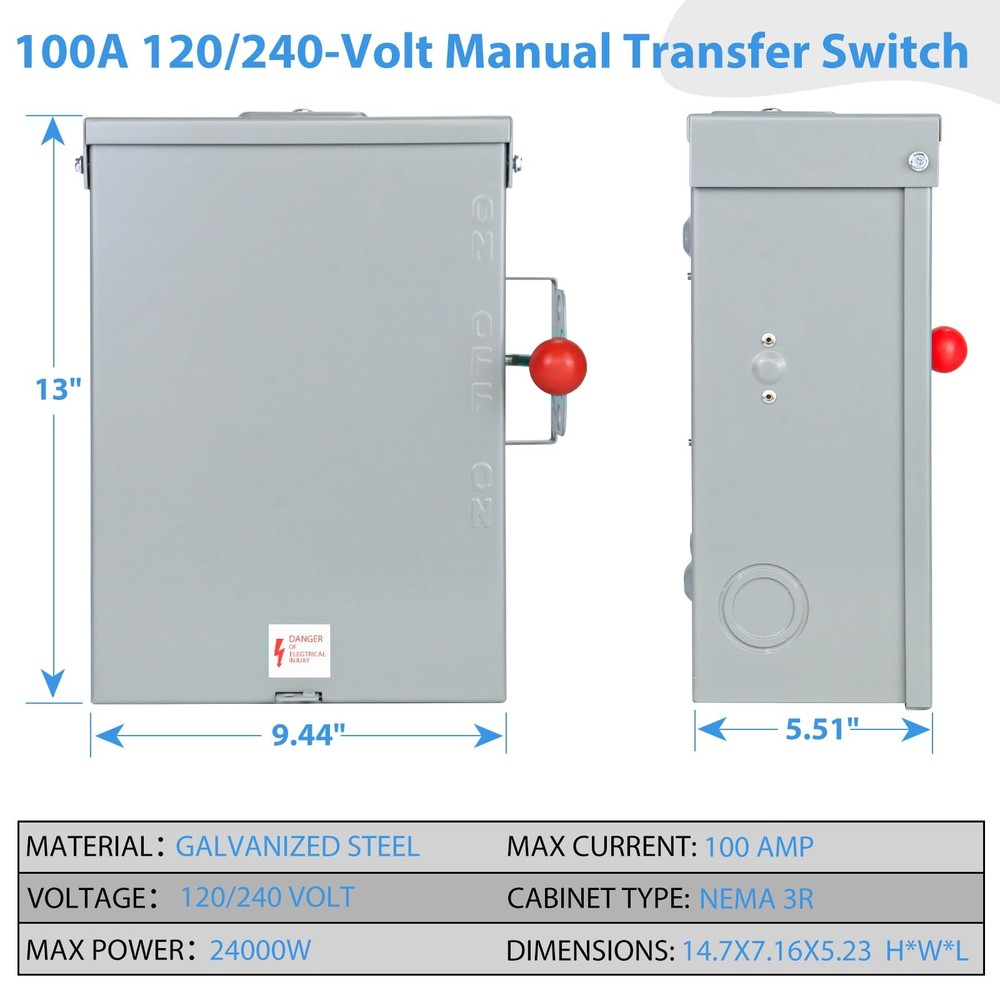 100A Manual Transfer Switch for Generator, Generator Transfer...