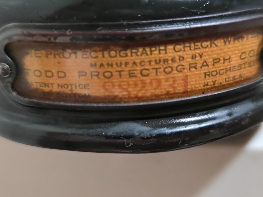 Todd Protectograph Check Writer Antique Machine Black & Brass Manual Operation