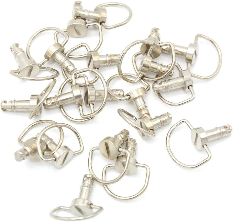 (10 Pack)Quick Release D-Ring Race Fasteners 17mm Chrome Silver