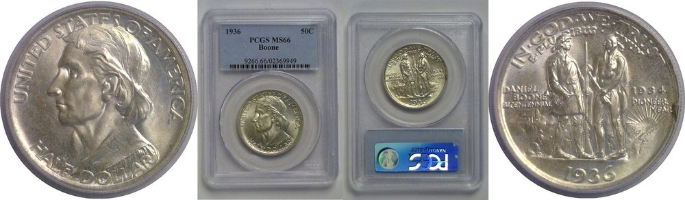 1936 Boone Commemorative Half Dollar    PCGS MS-66