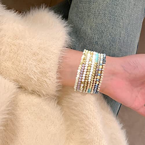 WAINIS 27-28Pcs Delicate Boho Beaded Bracelet Multi Layer Versatile A:27 Pcs