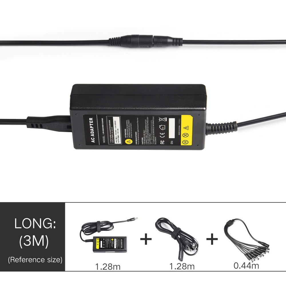AC Adapter Charger 8 Way Splitter for CCTV Security Camera DVR LED Lights 12V 5A