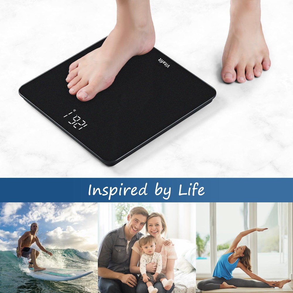 Professional Digital Bathroom Scale with Clear LED Display - Includes Batteries