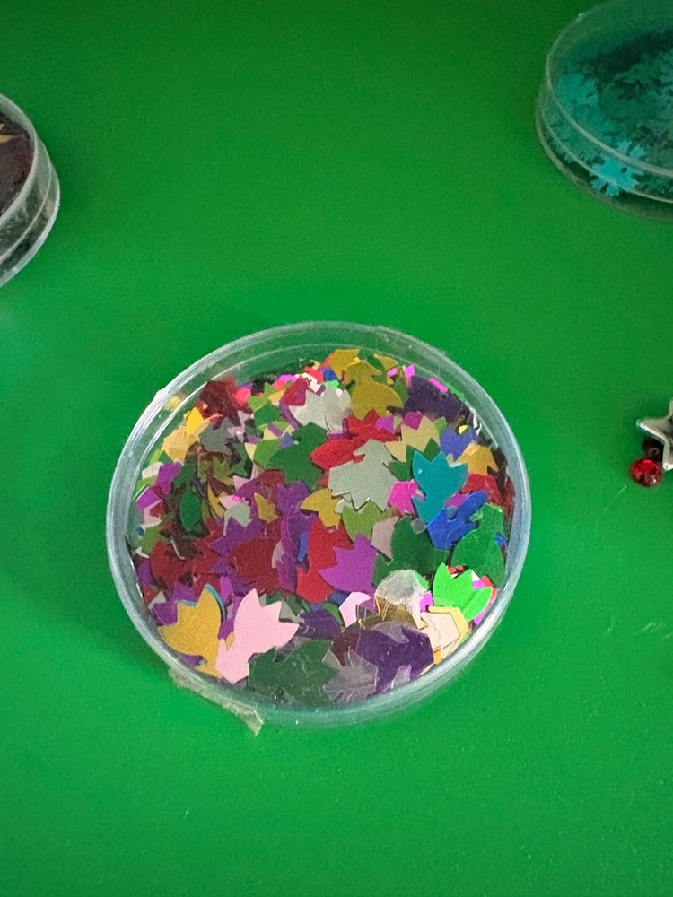 Multicolored Shaped Glitter - 7 0.5 oz containers plus 0.2 oz