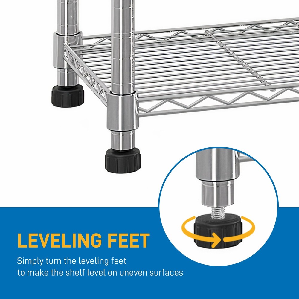 4-Tier Wire Shelving Unit - 3-Column, Heavy Duty, Adjustable, Silver & Modular