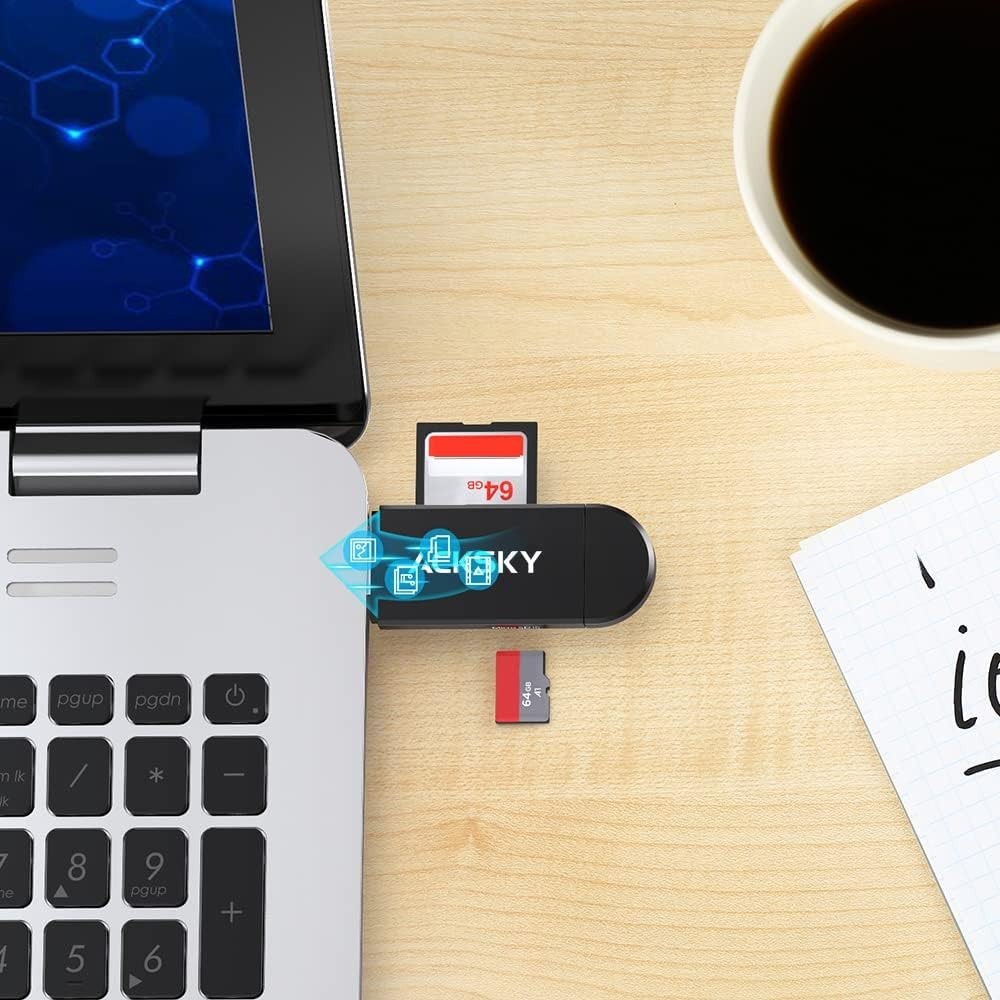 High-Speed 3-in-1 Memory Card Reader - Type-C, USB-A, Micro USB for All Devices