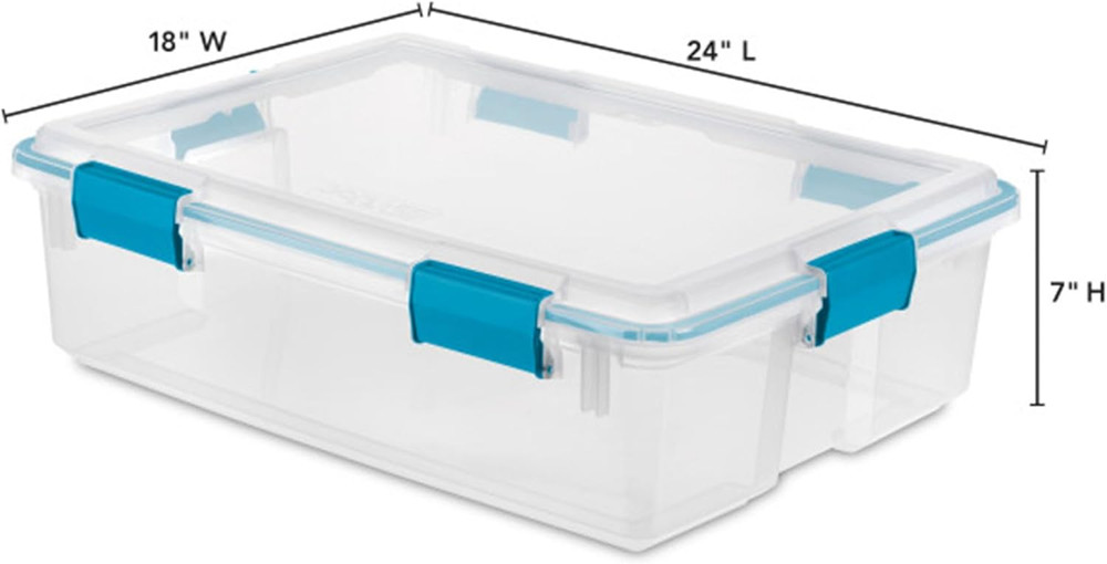 4-Pack Gasket Box, Home Storage Organizer Bins with Lids, 37 Quart – Stackable C
