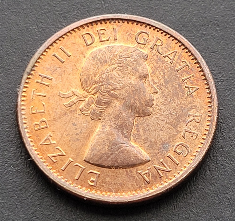 *** CANADA ONE CENT 1962 HARPE *** AU OR BETTER *** RED & BROWN ***