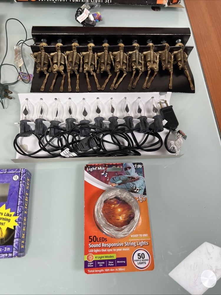 Halloween Light Set Bundle Skeleton Pumpkin Flicker Candle Lights Tested Working