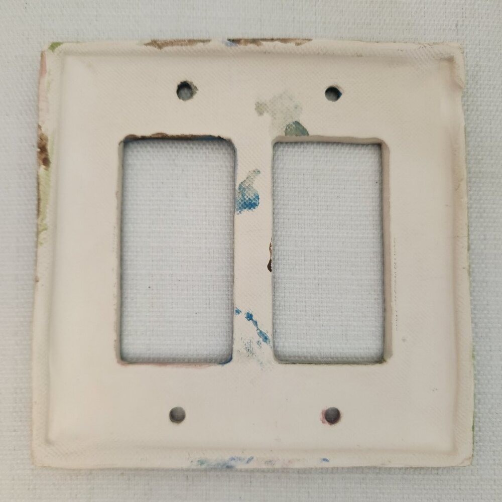 Decorative double light switch plate cover floral pattern Ceramic Hand Painted