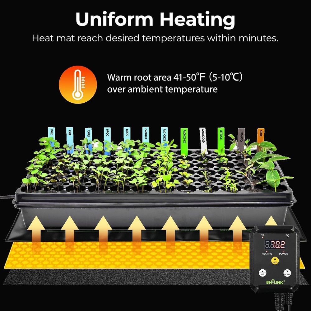 48" x 20.75" Hydroponic Heating Pad with Waterproof Design & Digital Control