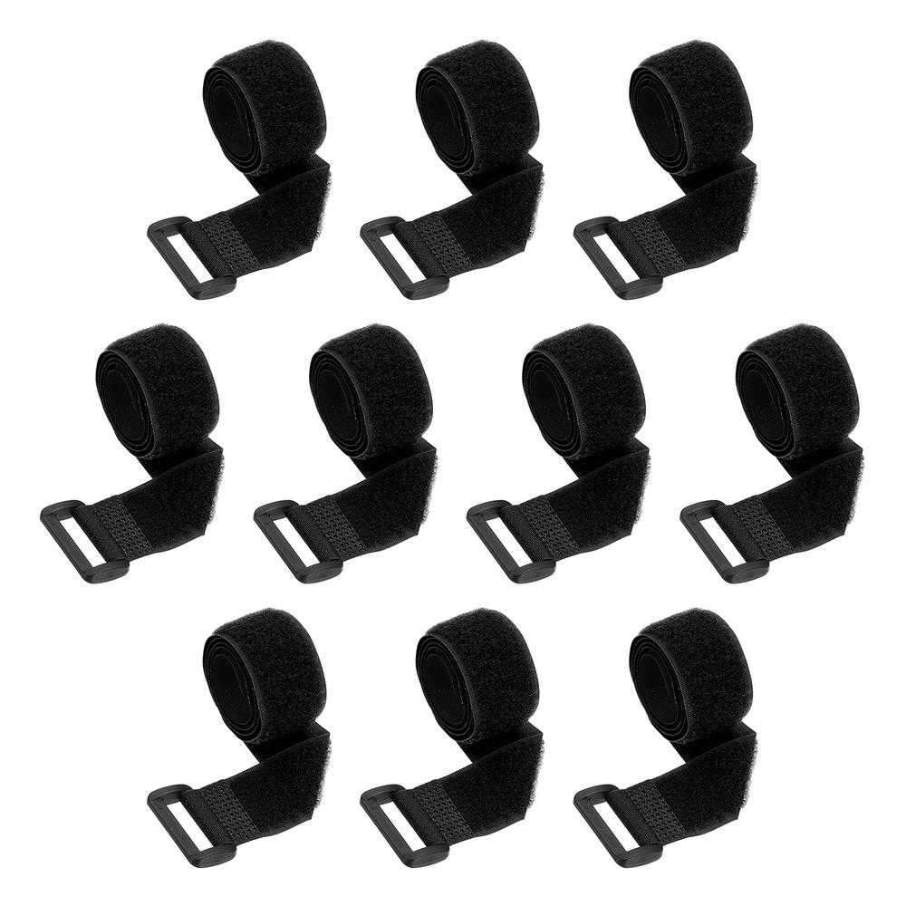 10pcs Reusable Cinch Straps 1"x20" Hook and Loop Cable Securing Straps, Black