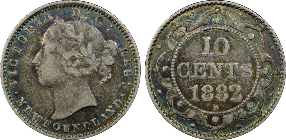 1882-H Newfoundland 10 Cent - Extremely Fine, PCGS EF 40
