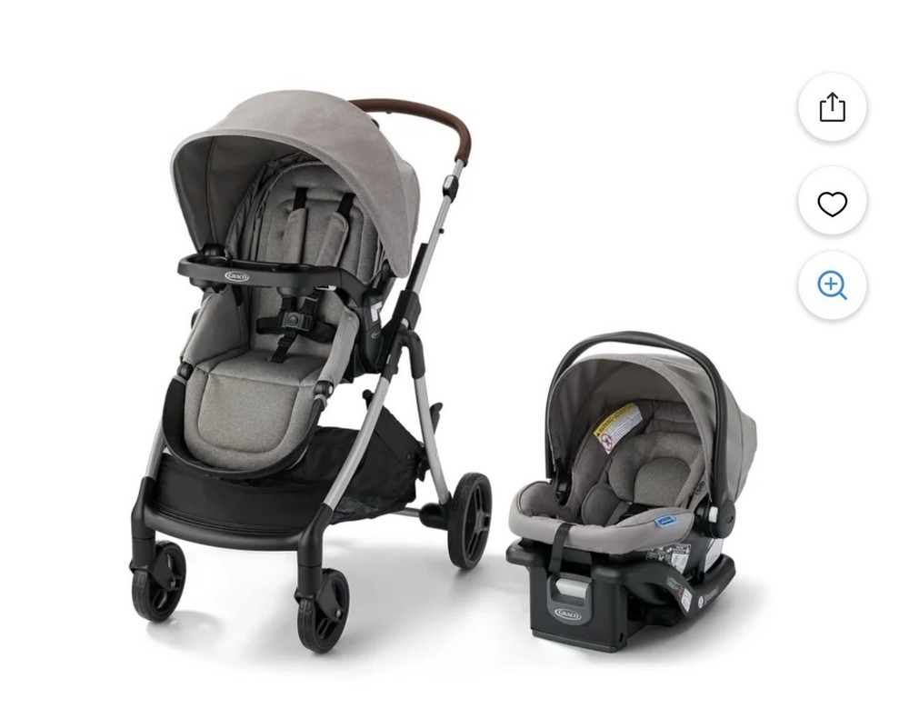 Graco Modes Closer Travel System Stroller Grey Black Single Reversible Folding