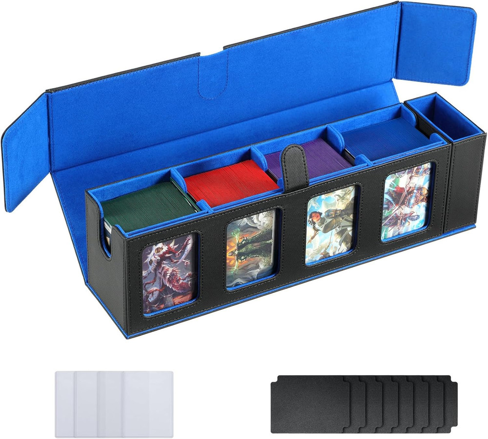 Trading Card Deck Case for 840 Cards, Storage Box with Display Windows for MT...