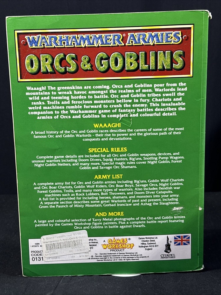 Warhammer Armies Orcs & Goblins Games Workshop Supplement 1996