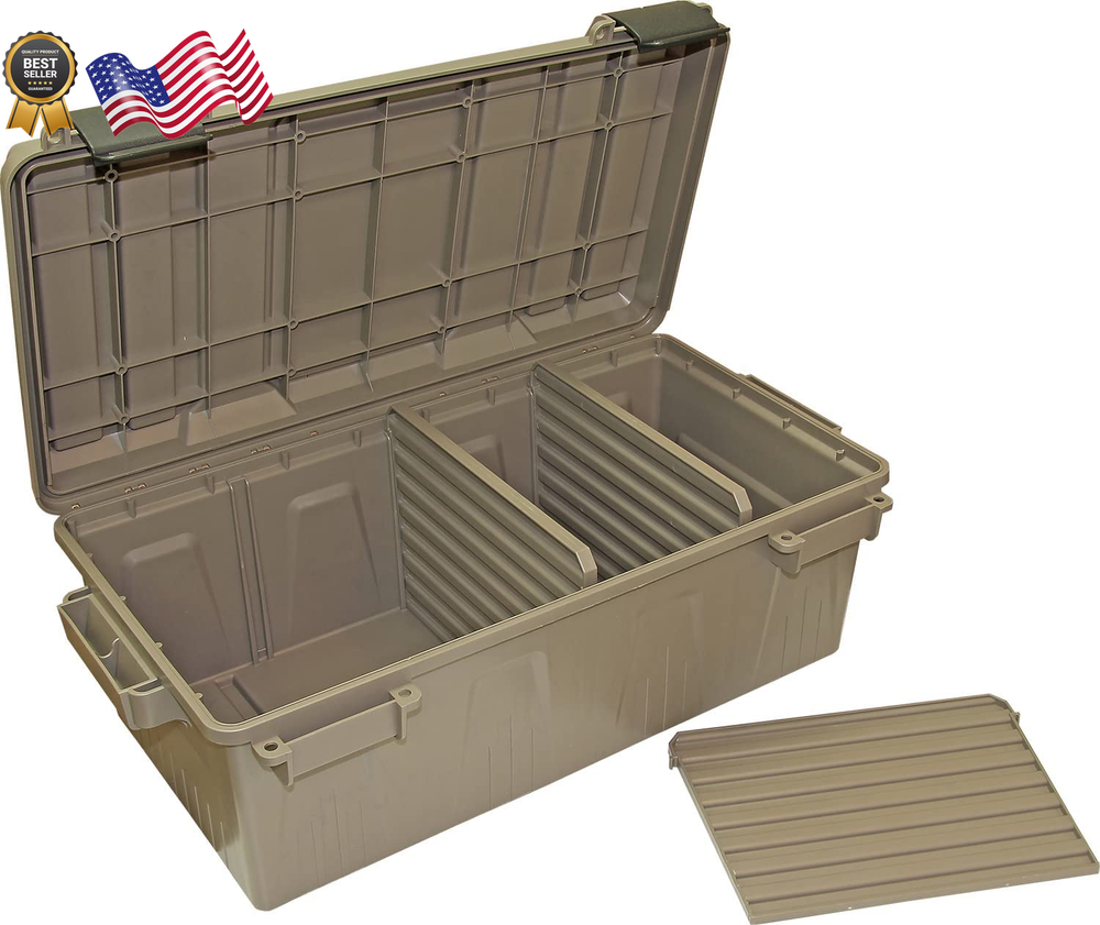 MTM Ammo Crate with Divided Storage Utility Box Stackable Large Ammunition Case
