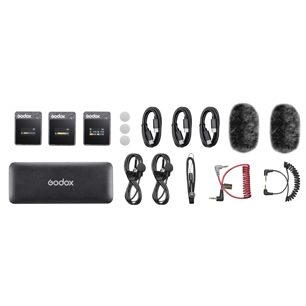 US Godox MoveLink II M2 Wireless Lavalier Microphone Transmitter Receiver Set