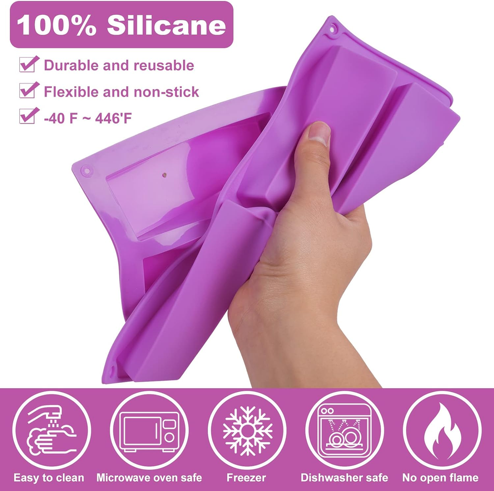 Molde Silicona Para Barritas Granola 3Pack 8Cavidades Rectangular Moldes Barrita